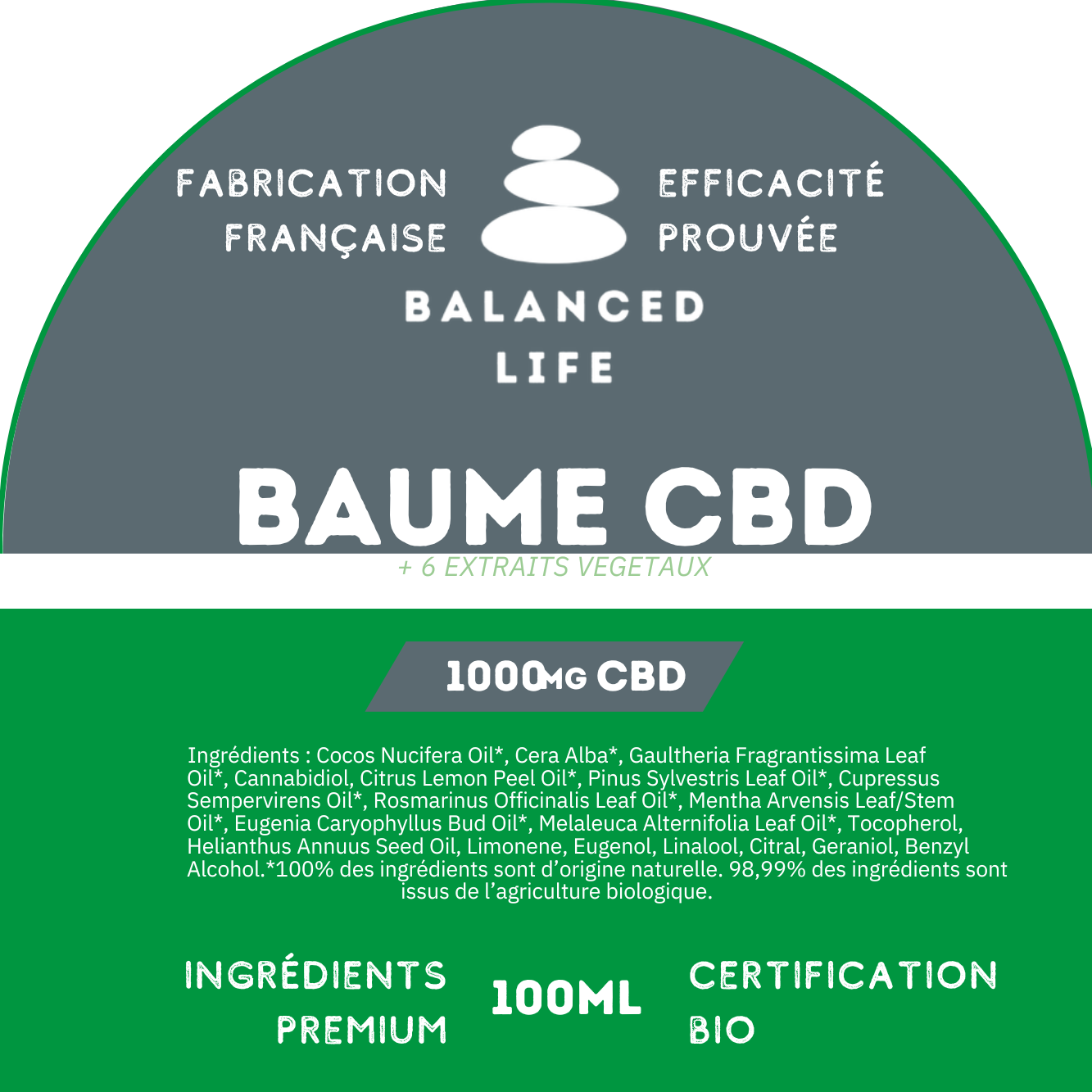 Baume musculaire CBD Bio 1000 mg - 100 ml
