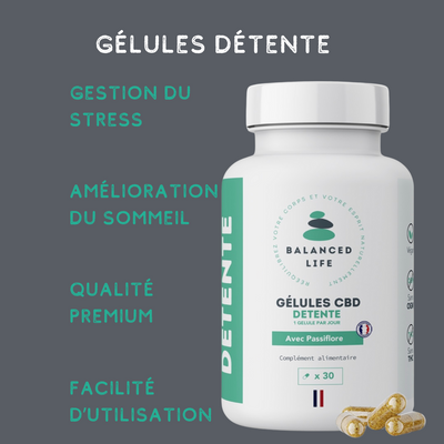 Gélules CBD Détente – 50 mg de CBD par dose – Formule relaxation Balanced Life