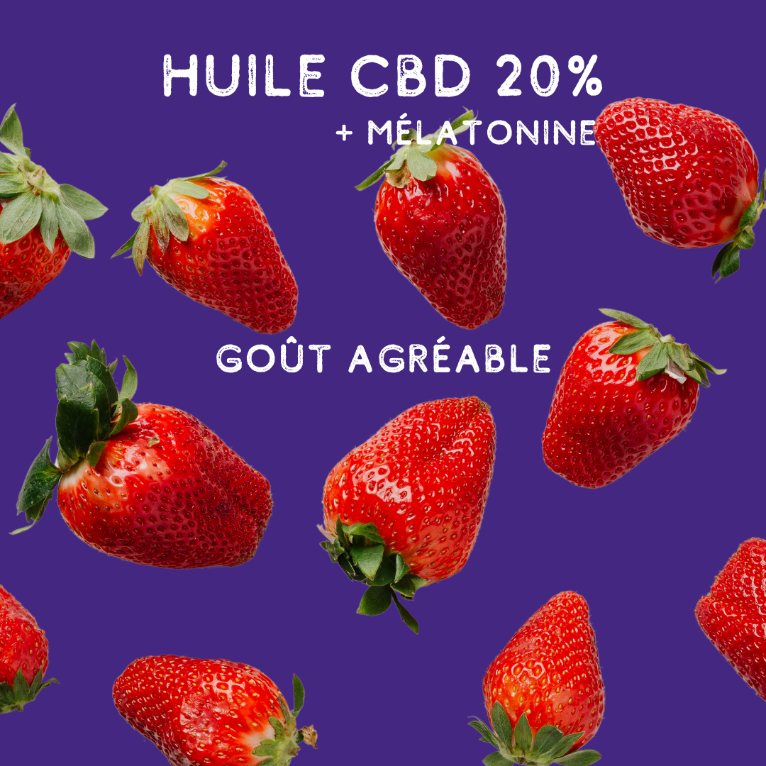 Huile CBD Sommeil 20% 40 nuits fraise – Votre compagnon pour des nuits paisibles
